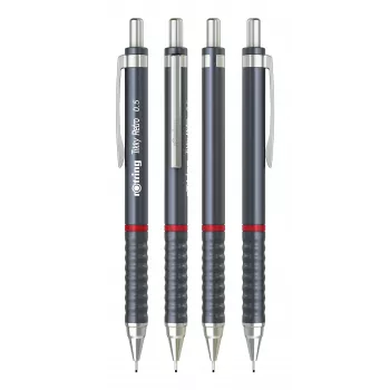 rotring Tikky Retro matita meccanica 0,5 mm grigio punta fissa cromata impugnatura in gomma a onde 2202567
