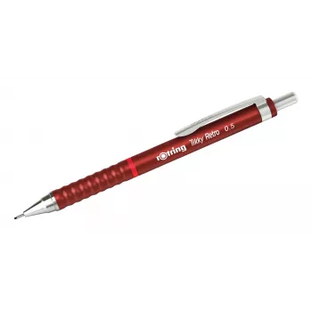 Rotring Tikky Retro matita meccanica 0,5 mm rossa punta cromata impugnatura in gomma 2202568