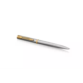 Waterman Impression penna a sfera in acciaio con finiture dorate, blu medio, confezione regalo 2225495