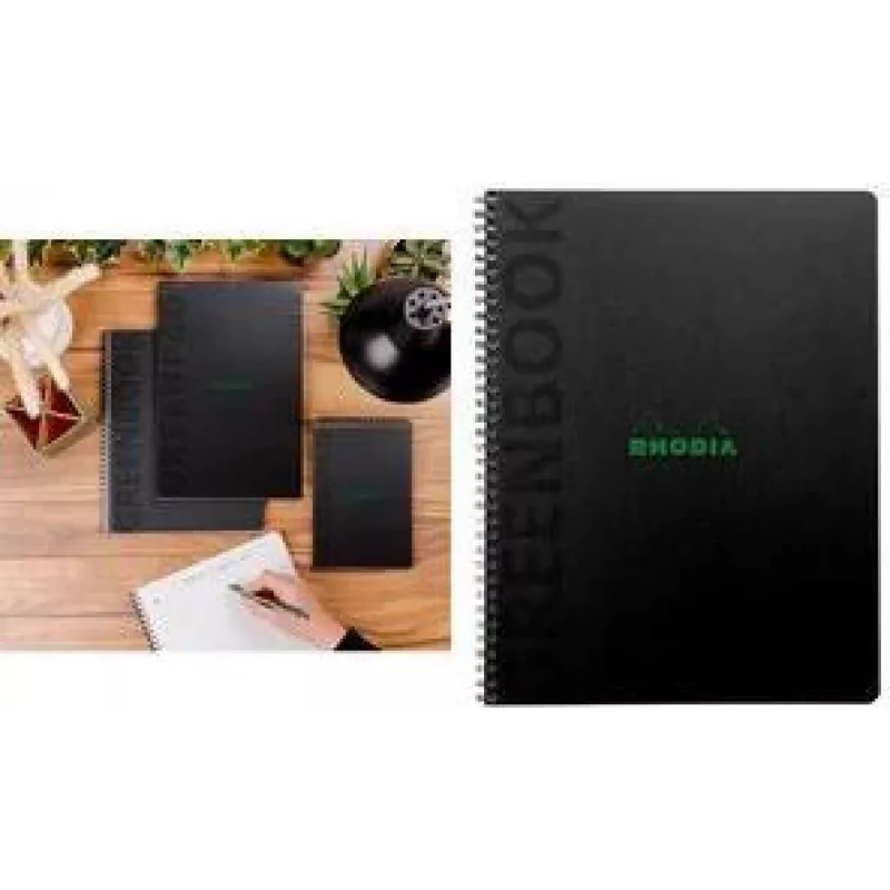 Rhodia Greenbook blocco notes college A5+ a quadretti nero 119934C