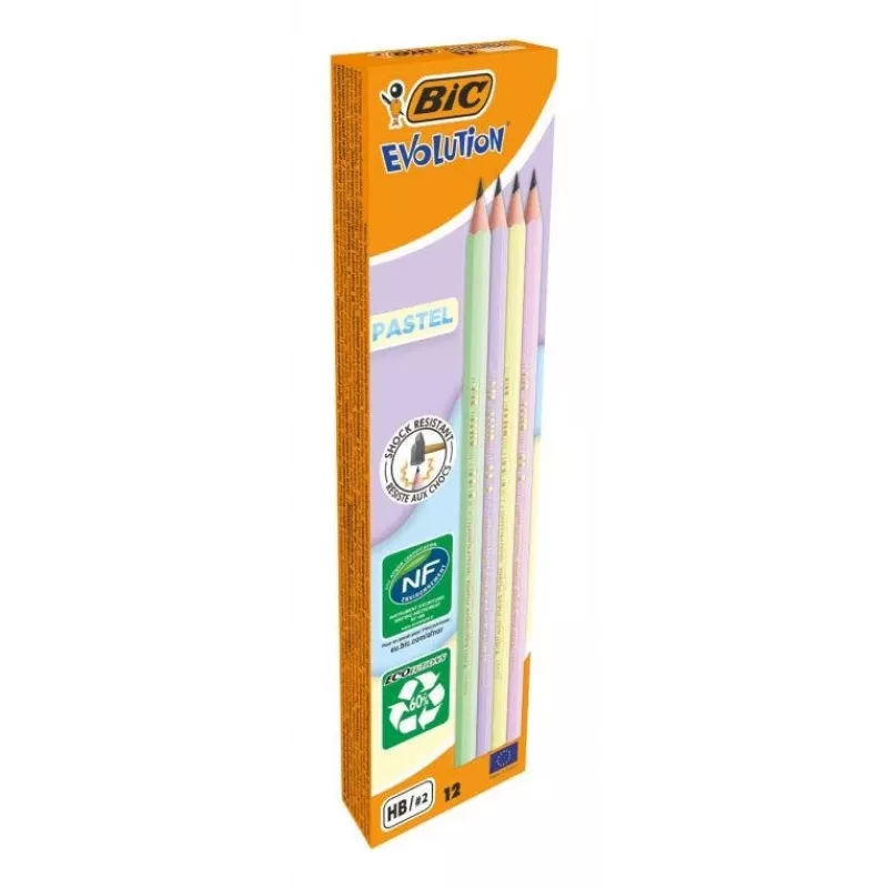 BIC Evolution PASTEL matite in grafite HB 2 mm colori pastello assortiti confezione da 12 518307