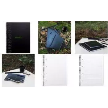 RHODIA Greenbook blocco college A4+ a righe, copertina nera in carta riciclata 119914C