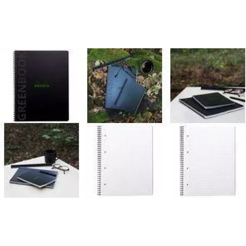 RHODIA Greenbook blocco college A4+ a righe, copertina nera in carta riciclata 119914C
