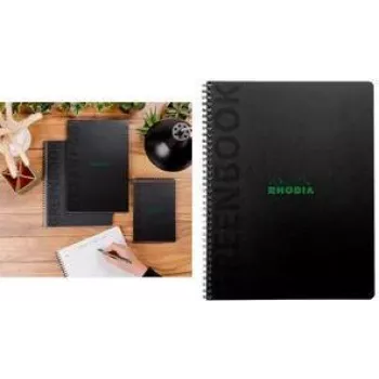 Rhodia GREENBOOK blocco college A5+ a righe, copertina nera in cartone riciclato, 80 fogli 119935C