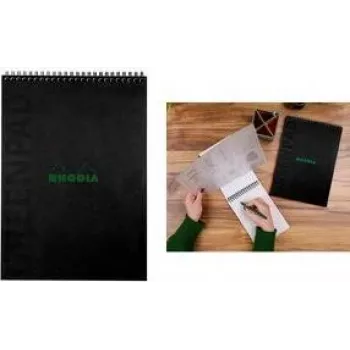 RHODIA GreenPad quaderno a spirale A4+ a righe nero 90g/m² 80 fogli 119927C