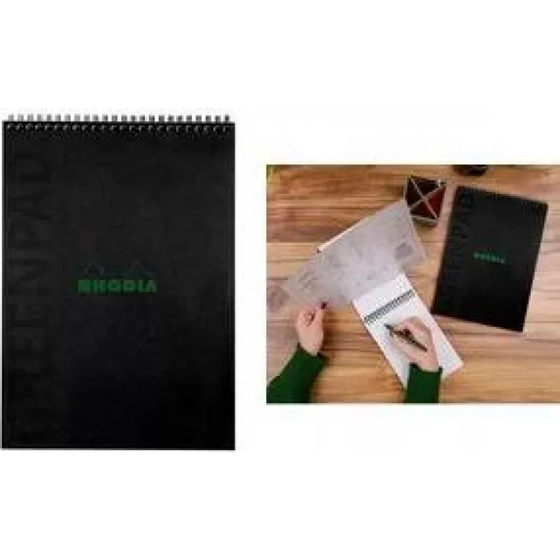 RHODIA GreenPad quaderno a spirale A4+ a righe nero 90g/m² 80 fogli 119927C