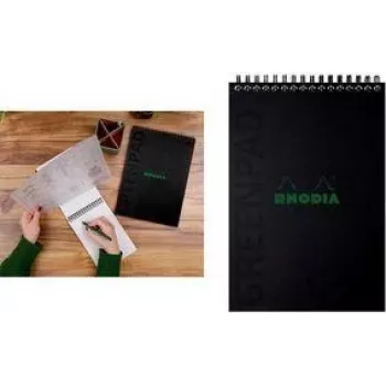 Rhodia GreenPad quaderno A5+ a quadretti a spirale, nero, 160 x 210 mm, 90 g/m², 80 fogli 119928C