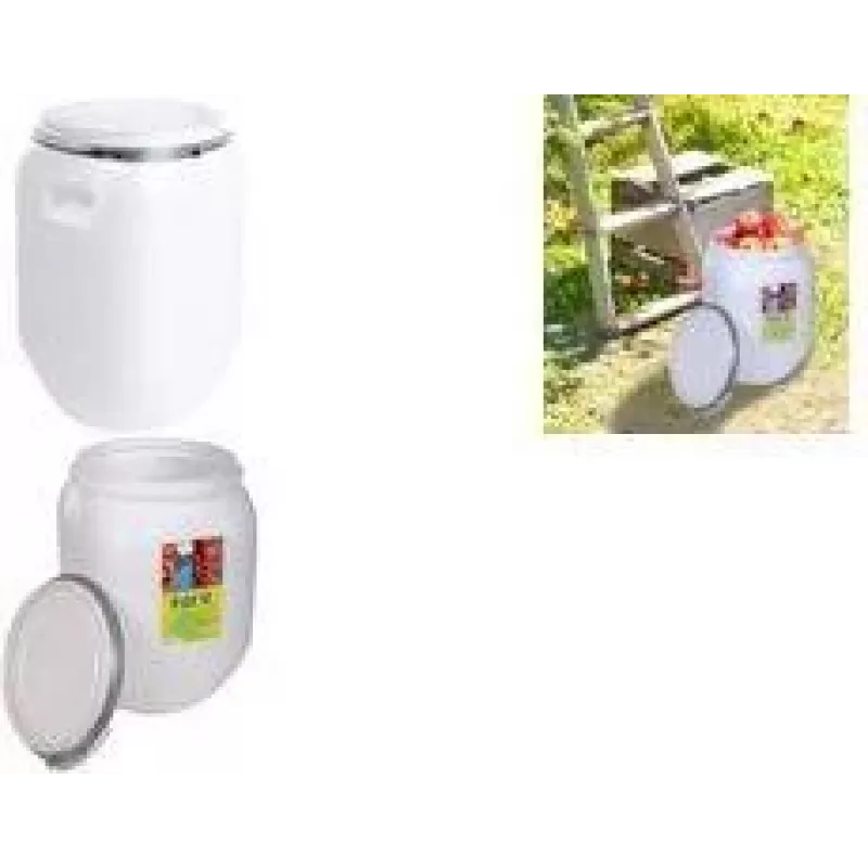 EDA fusto di stoccaggio 50L in plastica bianca con coperchio 010559 NA