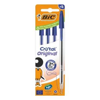 BIC Cristal Original penne a sfera, blu, 0,32 mm, confezione da 4 516332