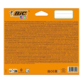 BIC KIDS Comfort Jumbo pennarelli, colori assortiti, confezione da 12, punta 1,4 mm, lavabili 517250