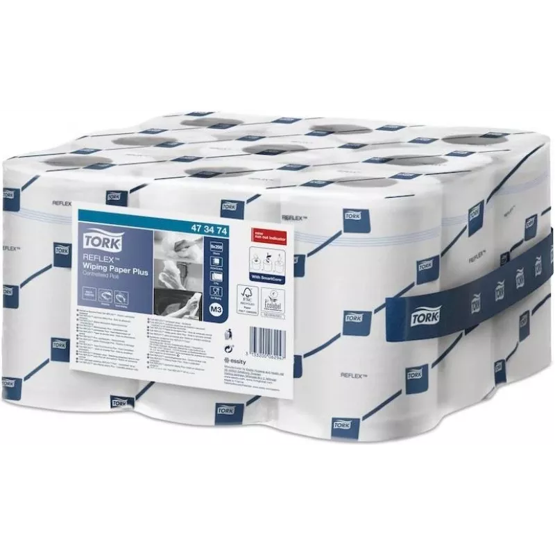 TORK Reflex rotolo multiuso per pulizia, 2 veli, bianco, 67 m, perforato, non goffrato, 1 rotolo (473474)