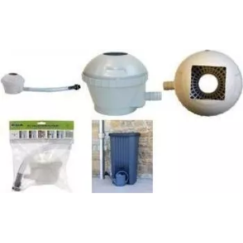 EDA set raccoglitore acqua piovana per botti, grigio, con filtro e blocco troppopieno, 1 pz (010916 G SX10)