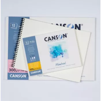 Canson Montval carta acquerello, 200 g/m², 500 x 650 mm, bianco naturale, grana fine, senza acidi, 10 fogli C518412002