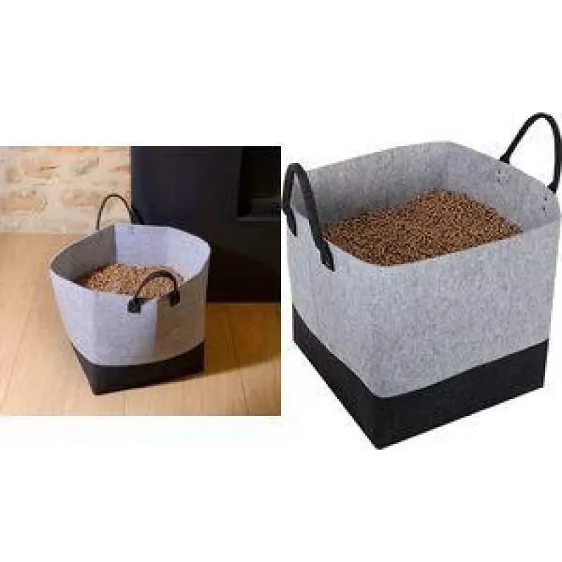 EDA borsa per stoccaggio pellet, feltro, 60 litri, grigio / nero, capacità 40 kg, 1 pz 010487 G.BT