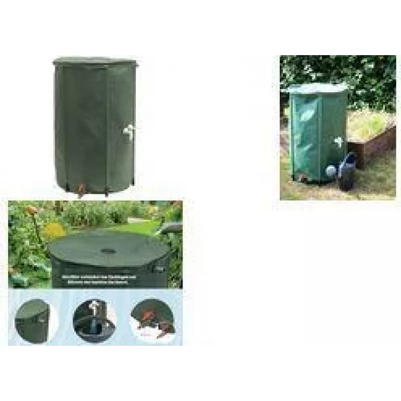 EDA RÉCUP'O kit per cisterna per acqua piovana 250 L, verde, diametro 600 mm, pieghevole, resistente ai raggi UV 010982 V.CA