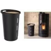 EDA scatola contenitore per pellet, 38 litri, plastica nera con coperchio in legno, capacità 20 kg – 1 pezzo (010478 NO)