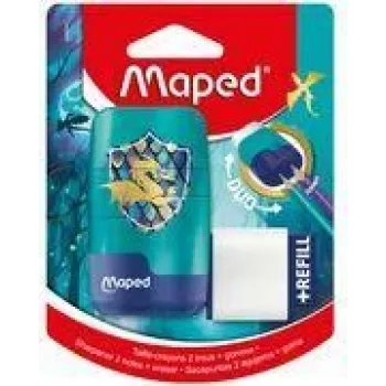 Maped Dragon temperino e gomma combinati - doppio contenitore temperino con gomma integrata, 1 pezzo (049224)
