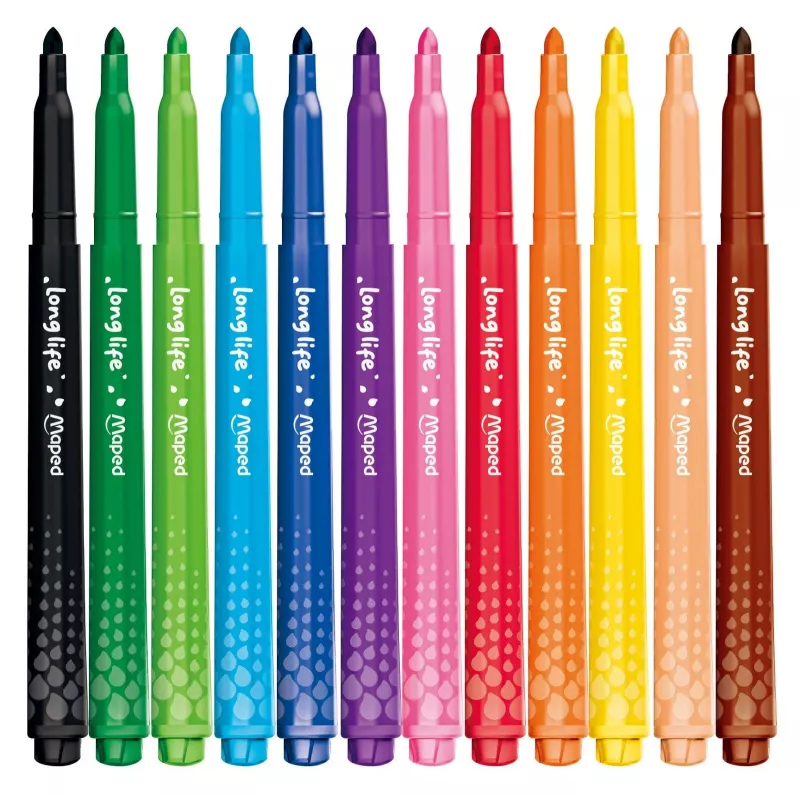 Maped Color'Peps Long Life pennarelli, colori assortiti, 12 pennarelli (844000)