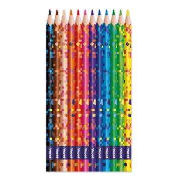 Maped PIXEL PARTY matite colorate triangolari, 12 colori assortiti, mina morbida infrangibile, fusto con motivo pixel, astuccio in cartone 862204