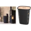 EDA scatola contenitore per pellet, 70 litri, plastica nera con coperchio in legno, capacità 45 kg 010482 NO SX4