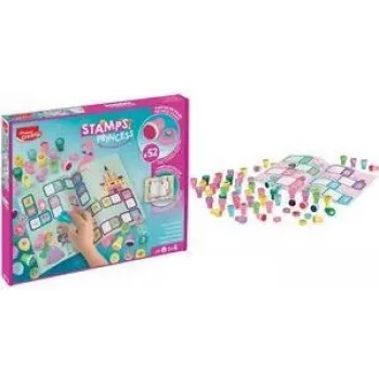 Maped Creativ Princess set timbri autoinchiostranti, 6 timbri, plastica, scatola in cartone, vari colori d'inchiostro 907072
