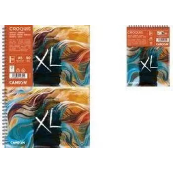 Canson XL Skizze Waves quaderno da schizzo A5, 90 g/m², 80 fogli, rilegatura a spirale, retro rigido C507803000
