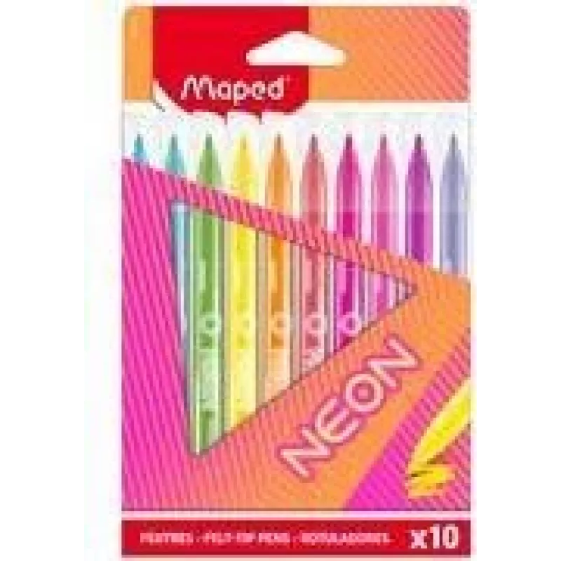 Maped Neon pennarelli, confezione da 10, punta tonda 2,8 mm, astuccio in cartone 845419