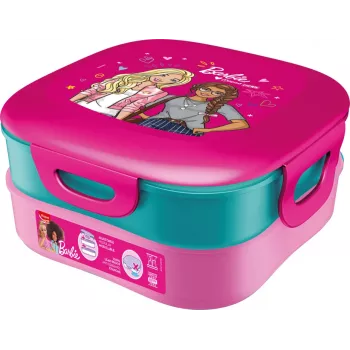 Maped PICNIK Kids Concept Barbie portapranzo 3 in 1, 1,4 L, 2 scomparti + snack box, rosa/multicolore 871097