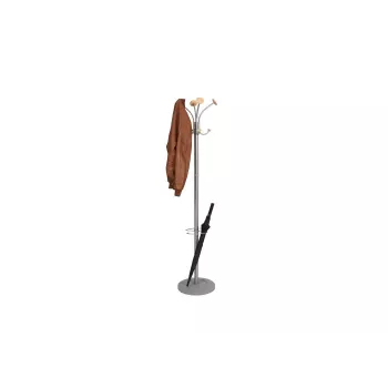 MAUL Stily appendiabiti con portombrelli, argento, ganci in legno, 8 ganci, 1750 mm 9403270