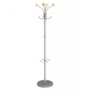 MAUL Stily appendiabiti con portombrelli, argento, ganci in legno, 8 ganci, 1750 mm 9403270