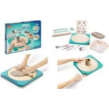 Maped Creativ set laboratorio di ceramica per bambini dai 5 anni, argilla ad asciugatura all'aria con 6 colori, strumenti, pennello e vernice 907224