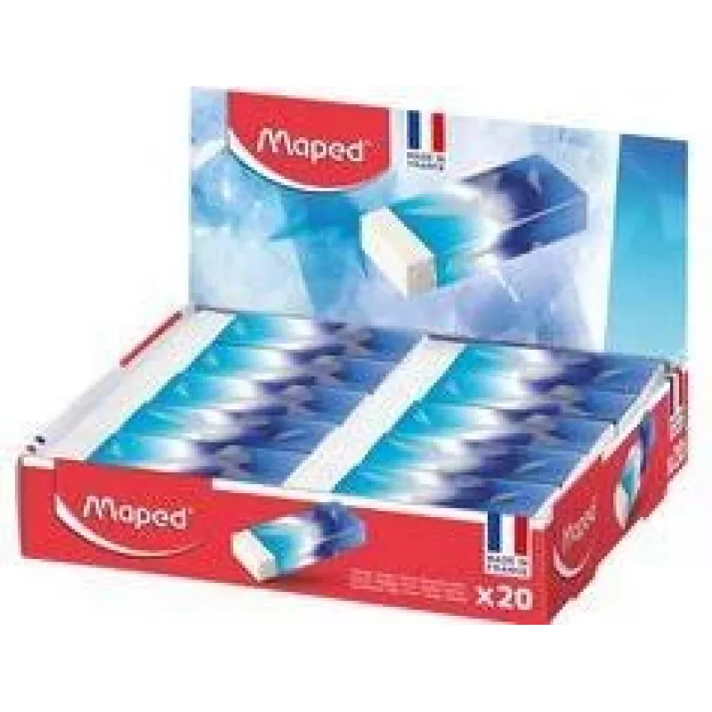 Maped ARCTIC gomma in plastica, bianco, espositore da 20, senza ftalati e senza PVC 116125
