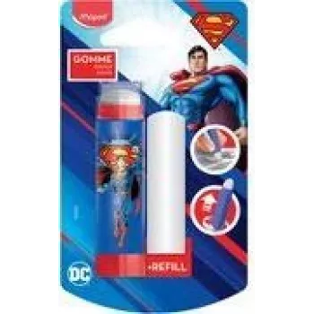 Maped Superman gomma in plastica con ricarica, stile rossetto con meccanismo rotante, blister 152033
