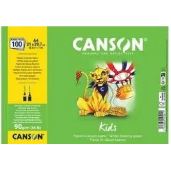 Canson Kids blocco carta da disegno A4 90 g/m² bianco leggermente grana 50 fogli per matita e matite colorate C629012000