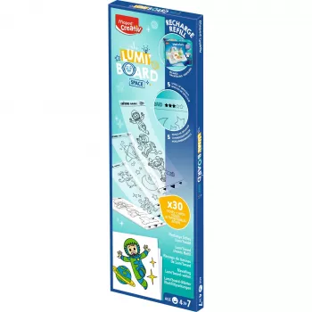 Maped Creativ LUMI BOARD Space ricarica - 35 fogli trasparenti e a tema per tavoli luminosi LED 907097