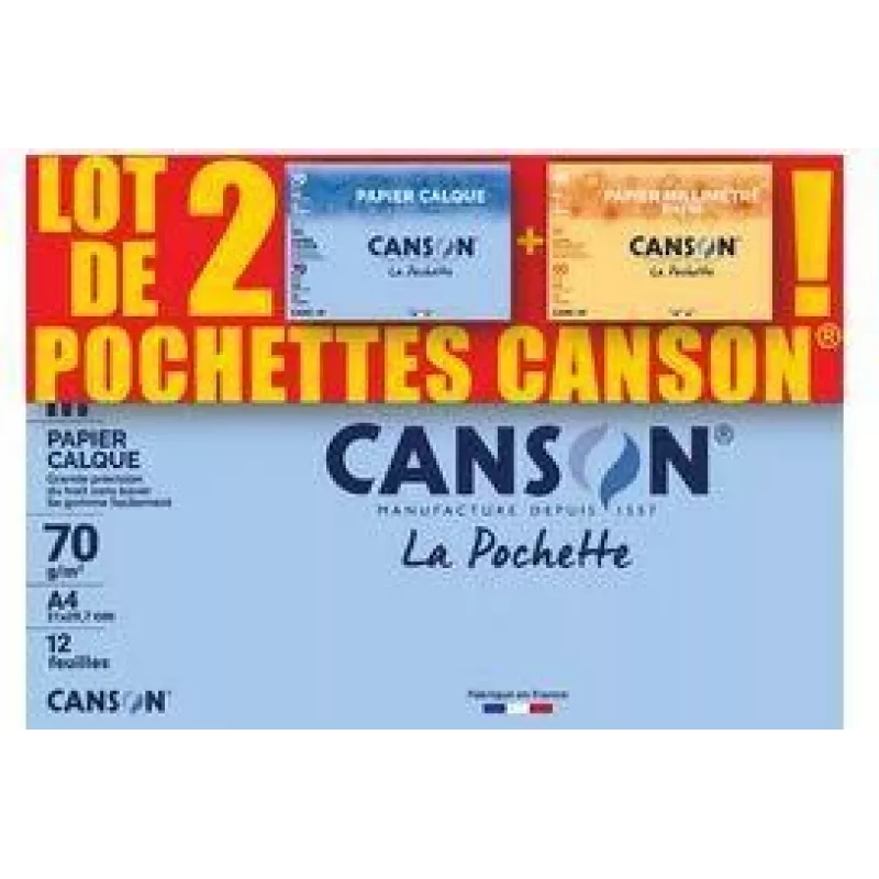 Canson Carta da lucido e carta millimetrata, set da 2 pezzi C400121939