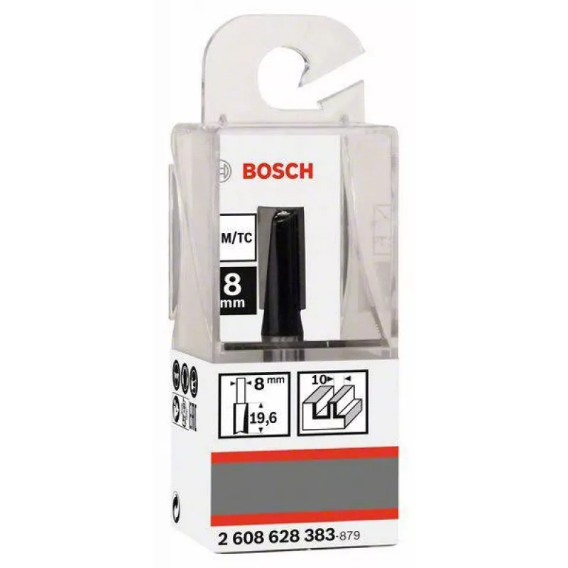 Bosch fresa per scanalature gambo 8 mm, diametro 10 mm, lunghezza tagliente 20 mm, lunghezza totale 51 mm 2608628383