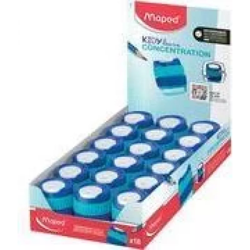 Maped Kidy Learn Concentration espositore temperamatite, 18 pezzi, plastica, colori assortiti 014301