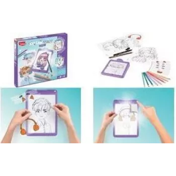 Maped Creativ tavolo luminoso LED AVATAR MANGA, viola, a batteria, tavoletta da disegno A5 con modelli manga 907076