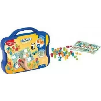 Set di timbri Maped Creativ con motivi animali, autoinchiostranti, 15 timbri, custodia in plastica 907090