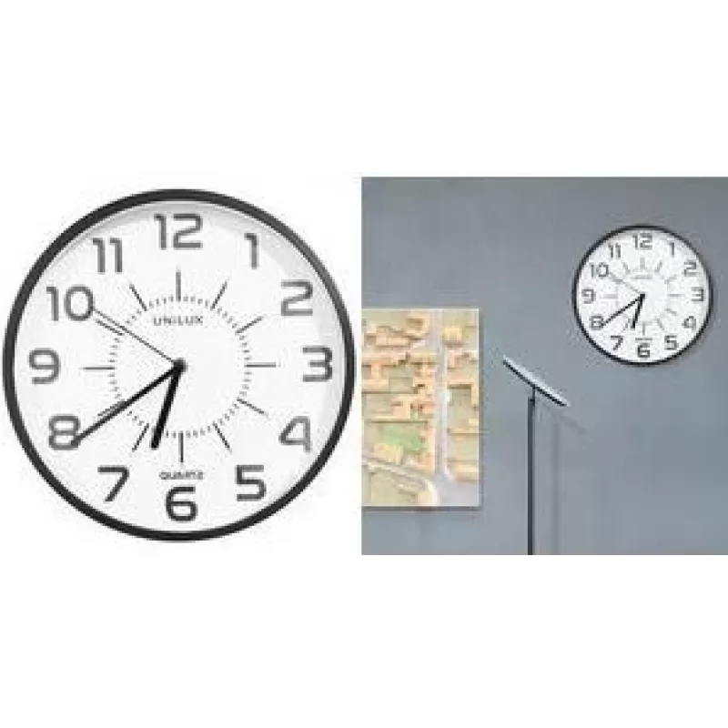 UNILUX POP PL orologio da parete, 305 mm, cassa nera, quadrante nero, movimento al quarzo silenzioso 400190878