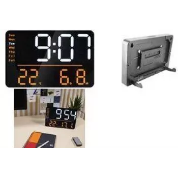 UNILUX NUMI orologio da parete digitale multifunzione a LED, nero con telecomando, dimming a 10 livelli, sveglia 400202319