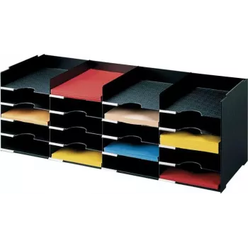 PAPERFLOW smistatore moduli a 20 scomparti, polistirolo nero, con etichette e portetichette (541.01)