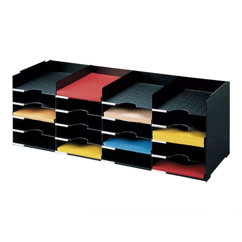 PAPERFLOW smistatore moduli a 20 scomparti, polistirolo nero, con etichette e portetichette (541.01)