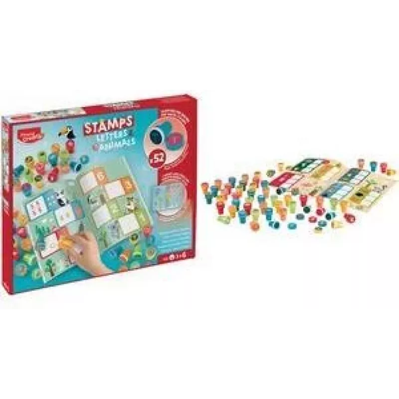 Maped Creativ set timbri autoinchiostranti lettere & animali, 36 timbri, multicolore 907060