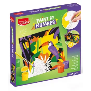 Maped Creativ set colora con i numeri - pappagallo e farfalla, 2 soggetti, 10 colori acrilici, dai 7 anni 907085