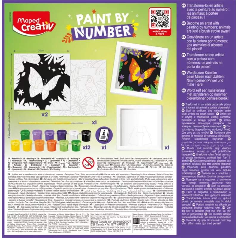 Maped Creativ set colora con i numeri - pappagallo e farfalla, 2 soggetti, 10 colori acrilici, dai 7 anni 907085