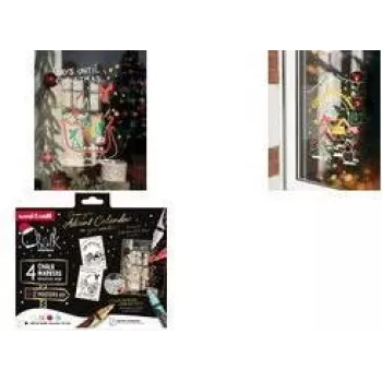 uni-ball pennarello gessetto CF CHALK/4 009, Christmas Box TRADI, colori assortiti, punta tonda, 1,8-2,5 mm, 4 pz