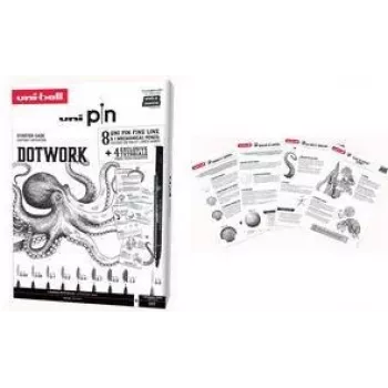 uni-ball DOTWORK set iniziale uni pin, astuccio da 9 pezzi con 8 fineliner e 1 portamina Shalaku S (CF PIN/8 005)