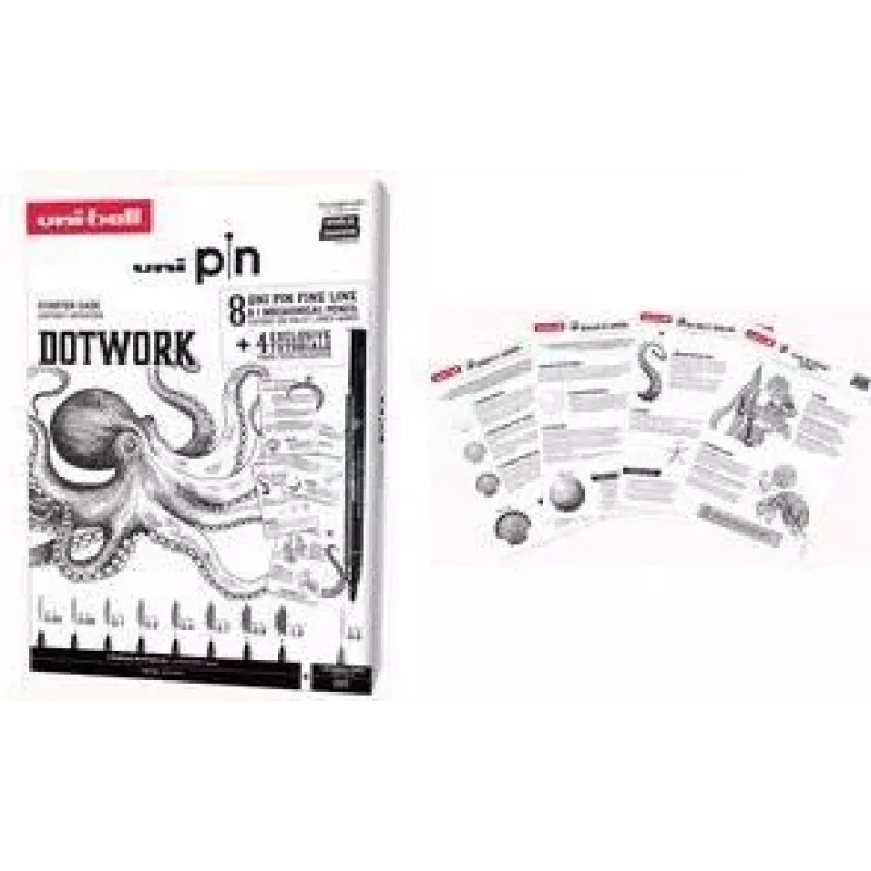 uni-ball DOTWORK set iniziale uni pin, astuccio da 9 pezzi con 8 fineliner e 1 portamina Shalaku S (CF PIN/8 005)